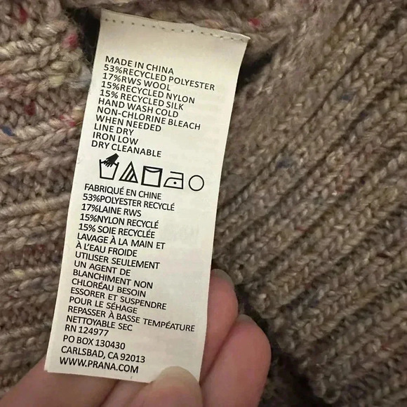 Prana Ibid Sweater Tunic Women’s Multi Tan Size Medium Wool Blend Turtleneck - Picture 7 of 9